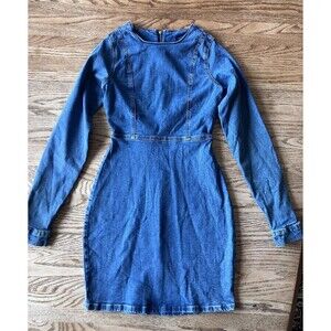 Noisy May Women’s Long Sleeve Zip up  Denim Short Mini Dress Size 24 inch Waist